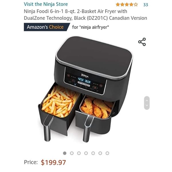 Ninja Foodi 6-in-1 8-qt. 2-Basket Air Fryer with DualZone Technology - Working, Retail $199.97