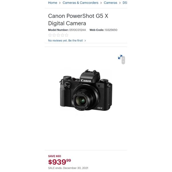 Canon PowerShot G5 X Digital Camera Retail $999.99 With Aftermarket Batteries And Charger