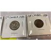 Image 3 : 1939 CANADIAN .800 SILVER  25c, 10c PLUS 5c AND 1c