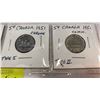 Image 3 : 1951 CANADIAN COINS .800 SILVER 25c, 10c, PLUS BOTH TYPES OF 1951 NICKELS