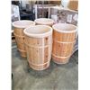 Image 1 : 4 WOOD BARRELS WITH PLASTIC INSERTS FOR RETAIL DISPLAY