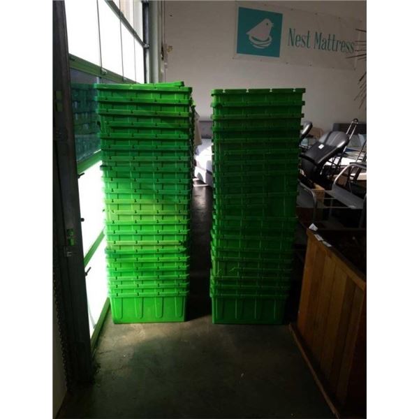 2 STACKS OF GREEN BINS - VARIOUS QUALITY, SOME BROKEN