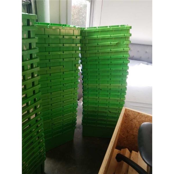 2 STACKS OF GREEN BINS - VARIOUS QUALITY, SOME BROKEN