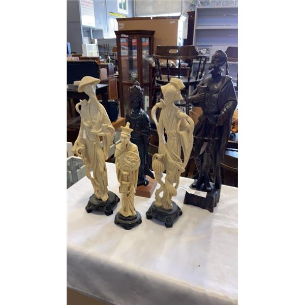 3 EASTERN FIGURES AND POTTERY AND WOOD FIGURES