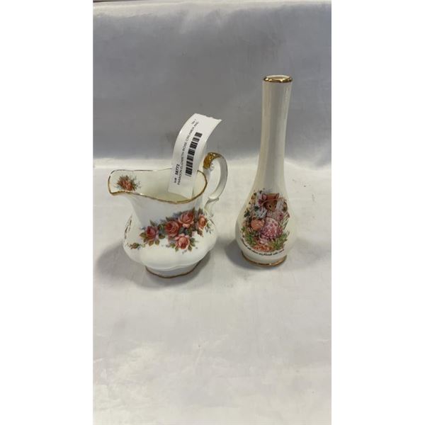 PARAGON ELIZABETH ROSE CREAMER AND CROWN DEVON VASE