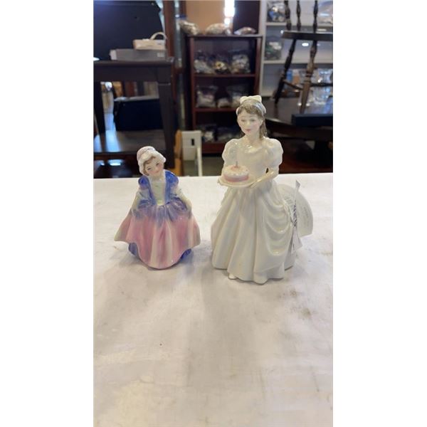 2 ROYAL DOULTON LADY FIGURES - BIRTHDAY GIRL HN3423 AND DINKY DO HN 1678