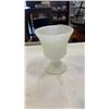Image 2 : MILK GLASS JAR, CRYSTAL BELL BLOWN GLASS BOWL METAL COIN BANK AND TRAY OF PORCELAIN