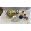 Image 1 : LIMITED EDITION FIGURES, ART GLASS PAPER WEIGHT, CRYSTAL FIGURES AND FISH PIGGYBANK FULL OF CHANGE