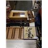 Image 3 : ABACUS, WOOD CARVINGS, WOOD CASE, SMALL SHELF AND MID CENTURY POTTERY CUPS