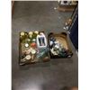 Image 1 : 2 TRAYS OF SALT AND PEPPER SHAKERS, VINTAGE GLASSES AND MUGS
