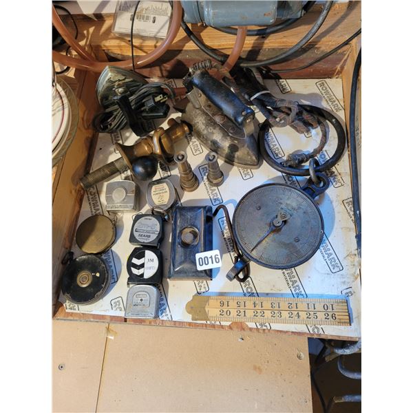 Vintage Irons, Measuring Tapes & Scale