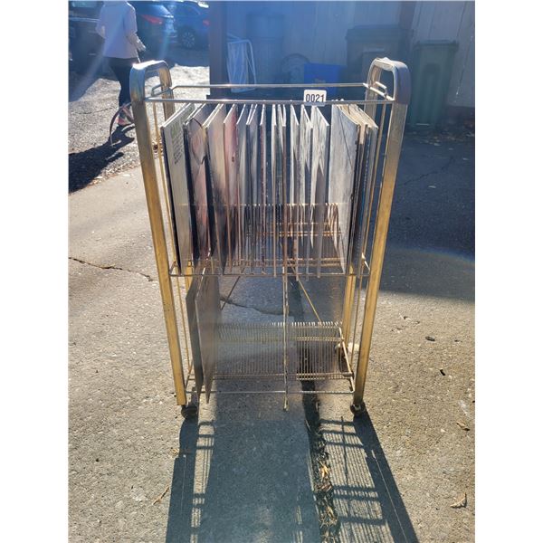 Vinyl Record Rack with 31 Assorted Records