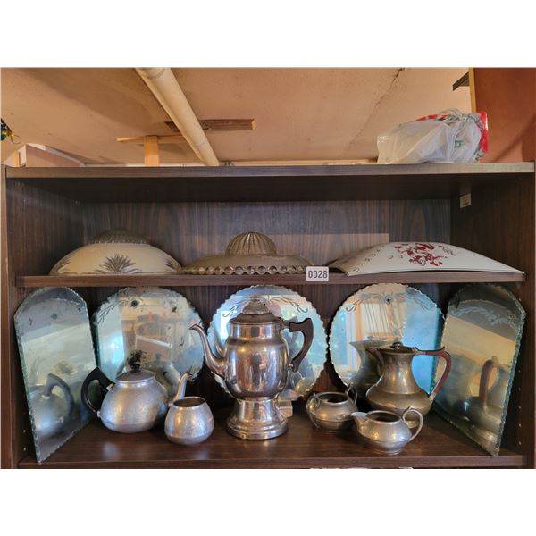 3 Piece Pewter - 3 Piece Aluminum - 5 Mirrors - 3 Vintage Lamp Shades