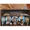 Image 1 : 3 Piece Pewter - 3 Piece Aluminum - 5 Mirrors - 3 Vintage Lamp Shades