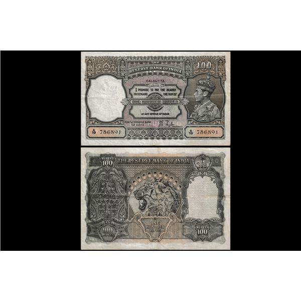 India, George VI, 100 Rupees, Calcutta Circle
