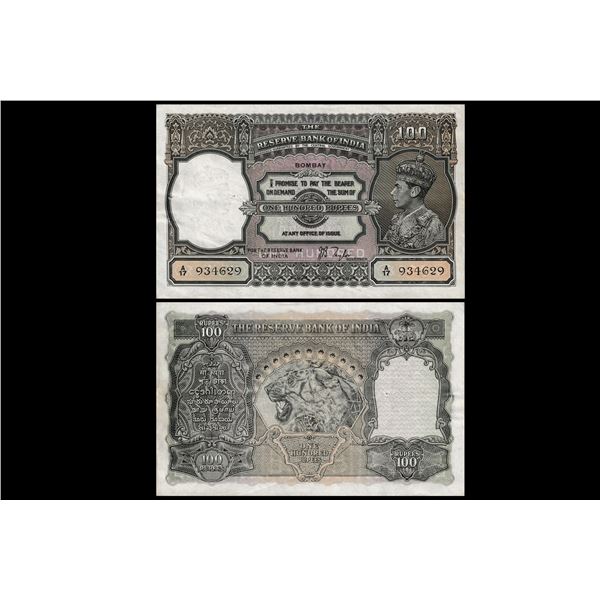 India, George VI, 100 Rupees, Bombay Circle