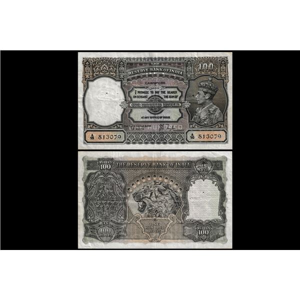 India, George VI, 100 Rupees, Cawnpore Circle