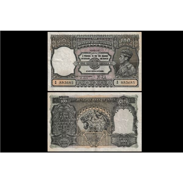 India, George VI, 100 Rupees, Karachi Circle