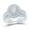 Bridal Wedding Ring Band Set 1-7/8 Cttw 14KT White Gold