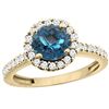 1.38 CTW London Blue Topaz & Diamond Ring 14K Yellow Gold - REF-61Y2V