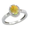 0.71 CTW Ethiopian Opal & Diamond Ring 14K White Gold - REF-38R8H