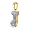 Image 2 : Round Diamond Initial J Letter Charm Pendant 1/2 Cttw 10KT Yellow Gold