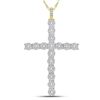 Image 1 : Round Diamond Cross Charm Pendant 1 Cttw 10KT Yellow Gold