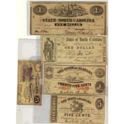 USA, Civil War notes.  Lot of 5 notes includi