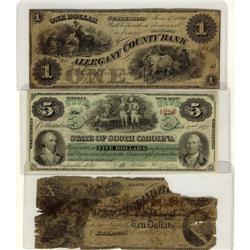 USA Obsolete banknotes. Lot of 3 notes includ