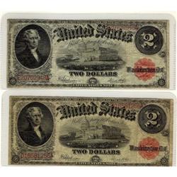 USA 1917 $2 FR-60 #E20702948A and #D16581256A
