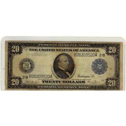 USA 1914 $20 FR-969 #B26203520A, note grades