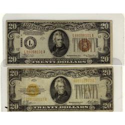 USA 1928 $20 FR-2402 and 1934A $20 Hawaii Bro