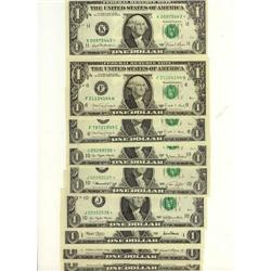 USA 1988 $1, Lot of 9 crisp UNC examples,
