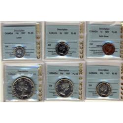 Proof Like set 1957, all coins graded CCCS PL