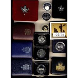 Lot of  12 cased dollars in nickel, 1968 to 1