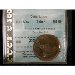 Breton # 571, graded CCCS MS-60; Red & Brown,