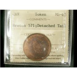 Breton # 571, graded ICCS MS-63; Detached Tai