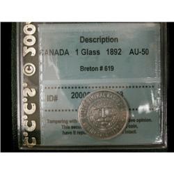 Breton # 619, graded CCCS AU-50. St Leon Wate