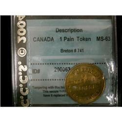 Breton # 741, graded CCCS MS-63. L.G. Marinea