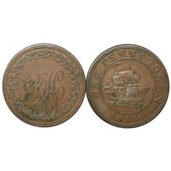 CH#LC-52; Br 989 RH 1814 One Penny token. Abo