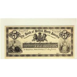 The Bank of British North America 1871 $5 16-