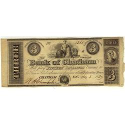 Bank of Chatham 1837 $3 CH-135-10-06 Ser.#124