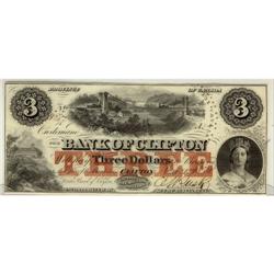 The Bank of Clifton 1859 $3  #8287 , 1 signature