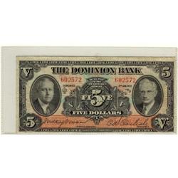 The Dominion Bank 1935 $5 #602572CH-220-26-02