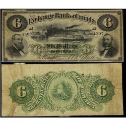 "UNIQUE $6 NOTE" The Exchange Bank of Canada