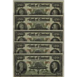 Lot of 5 consecutive numbered notes Bank of M
