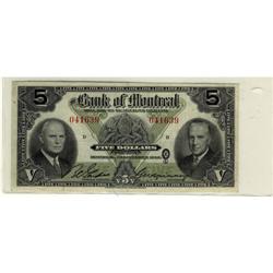 The Bank of Montreal 1942 $5 #041639 CH-505-6
