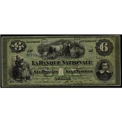 La Banque Nationale May, 28 1870 $6 CH-510-12