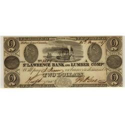 The St,Lawrence Bank of Lumber Compy 1837 $2