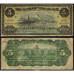 The Bank of Vancouver $5 1910 CH-775-10-02 "U